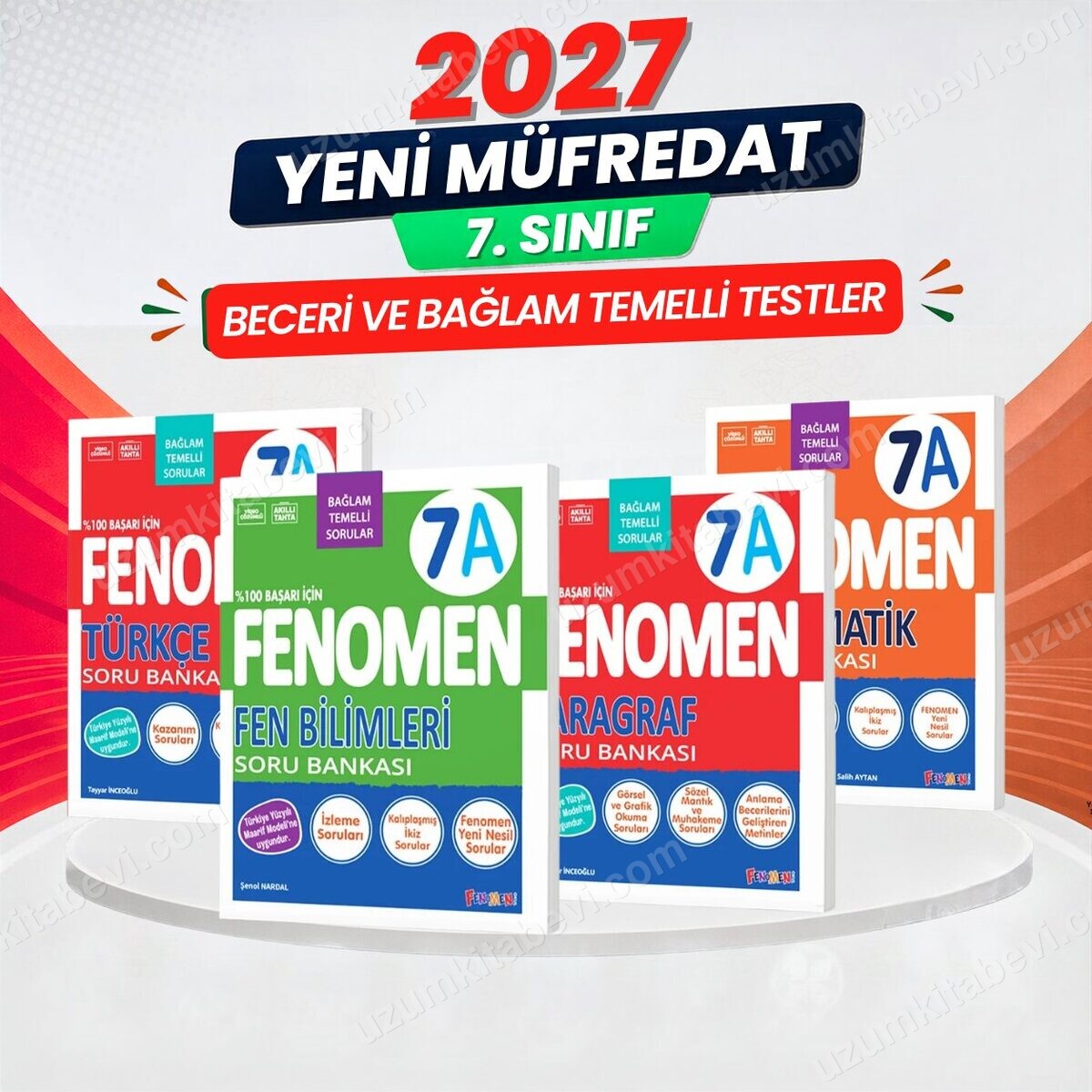 2027 7.Sınıf 7A MATEMATİK- 7A TÜRKÇE-7A FEN-7A PARAGRAF -Yeni Müfredat Soru Bankası Seti(4 KİTAP) - FENOMEN OKUL YAYINLARI kitap kapağı