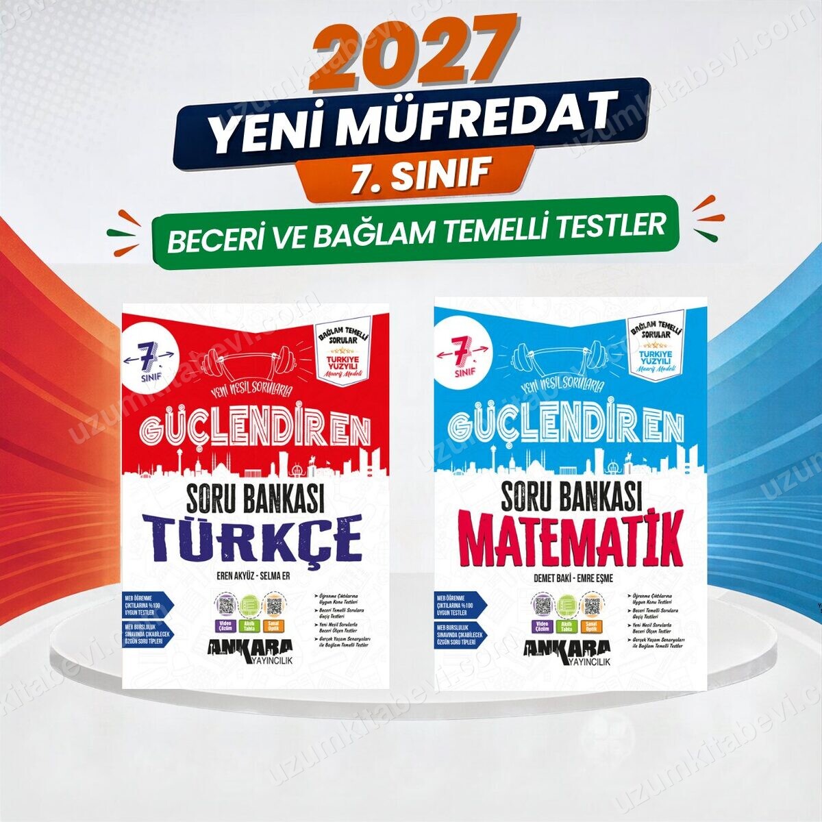 2027 7.Sınıf Güçlendiren M-T %100 Maarif Bağlam Temelli Yeni Müfredat Soru Bankası Seti( 2 Kitap) - Ankara Yayıncılık kitap kapağı