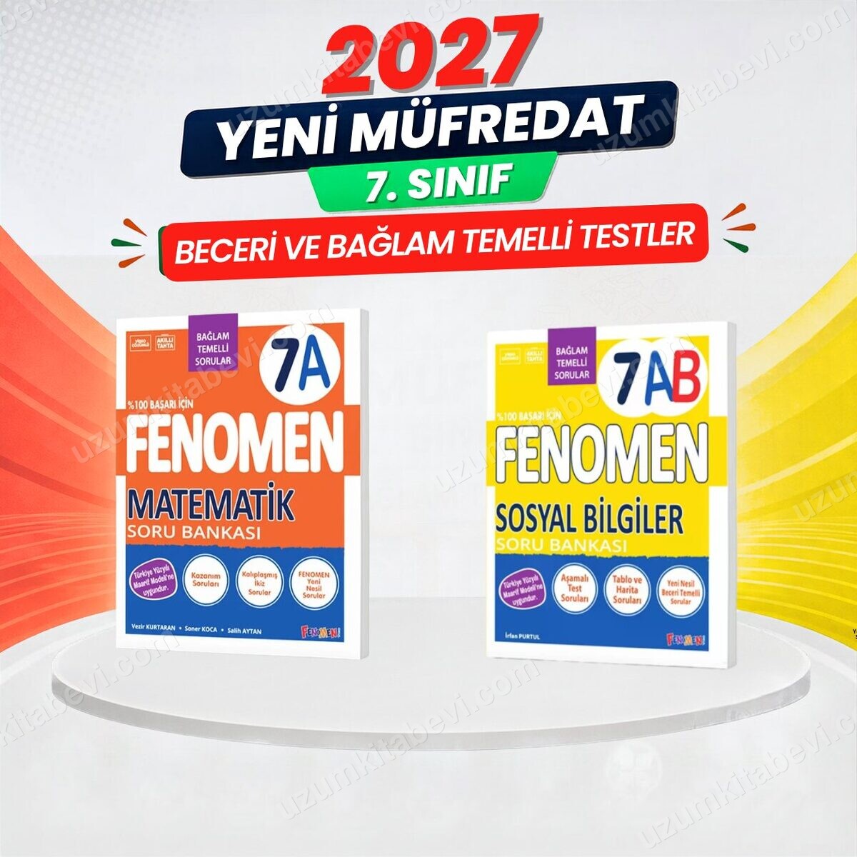 2027 7.Sınıf 7A MATEMATİK- 7AB SOSYAL BİLGİLER Maarif Yeni Müfredat Soru Bankası Seti(2 KİTAP)(Kolay-Orta) - FENOMEN OKUL YAYINLARI kitap kapağı