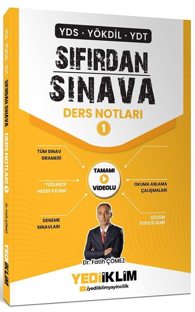 Yediiklim Yayınları YDS YÖKDİL YDT Sıfırdan Sınava Tamamı Videolu Ders Notları 1. Kitap - Yediiklim Yayınları kitap kapağı
