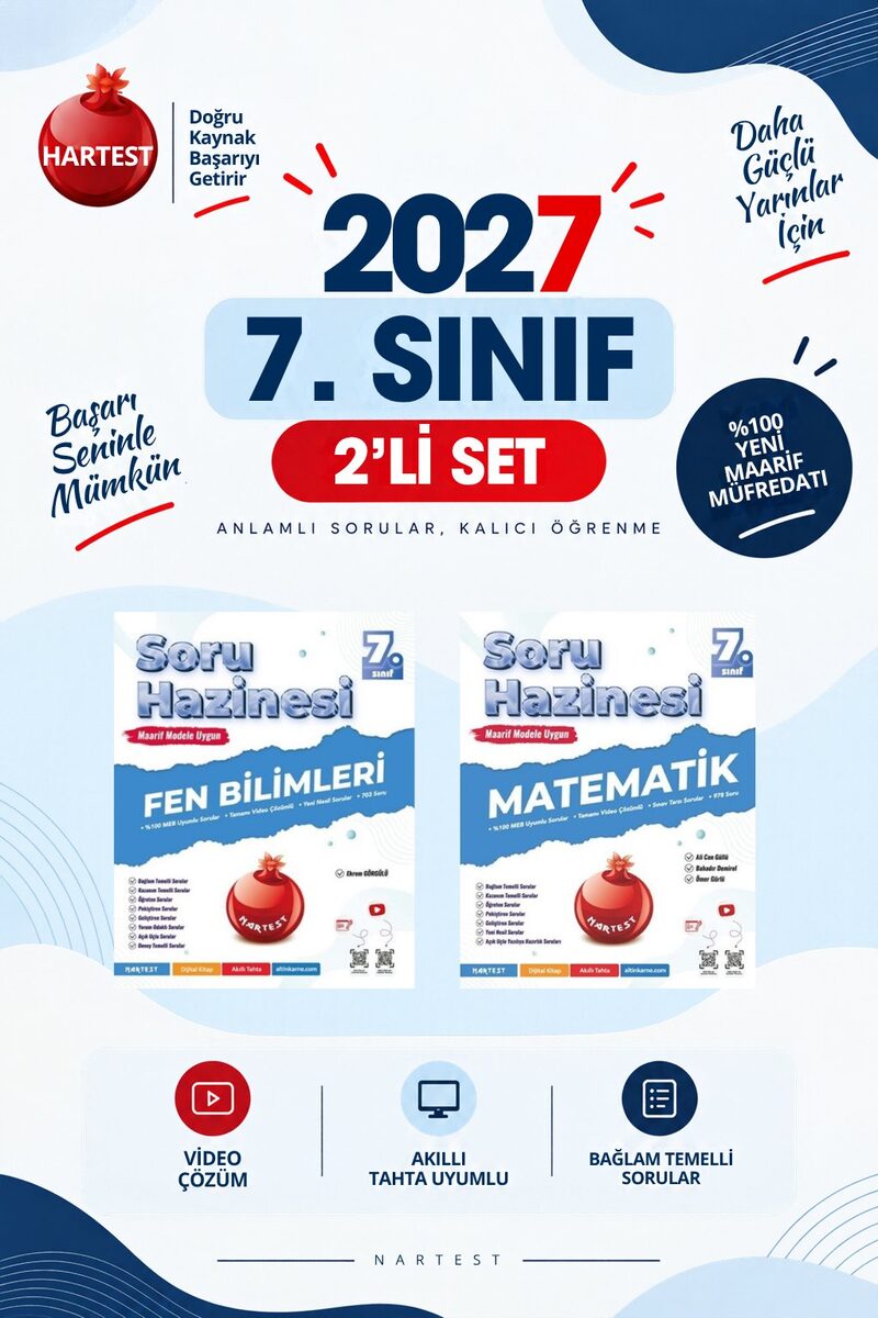 Nartest Yayınevi Soru Hazinesi 2027 7.Sınıf Matematik-Fen %100 Maarif Model Bağlam Temelli Soru Hazinesi Seti - Nartest Yayınevi kitap kapağı