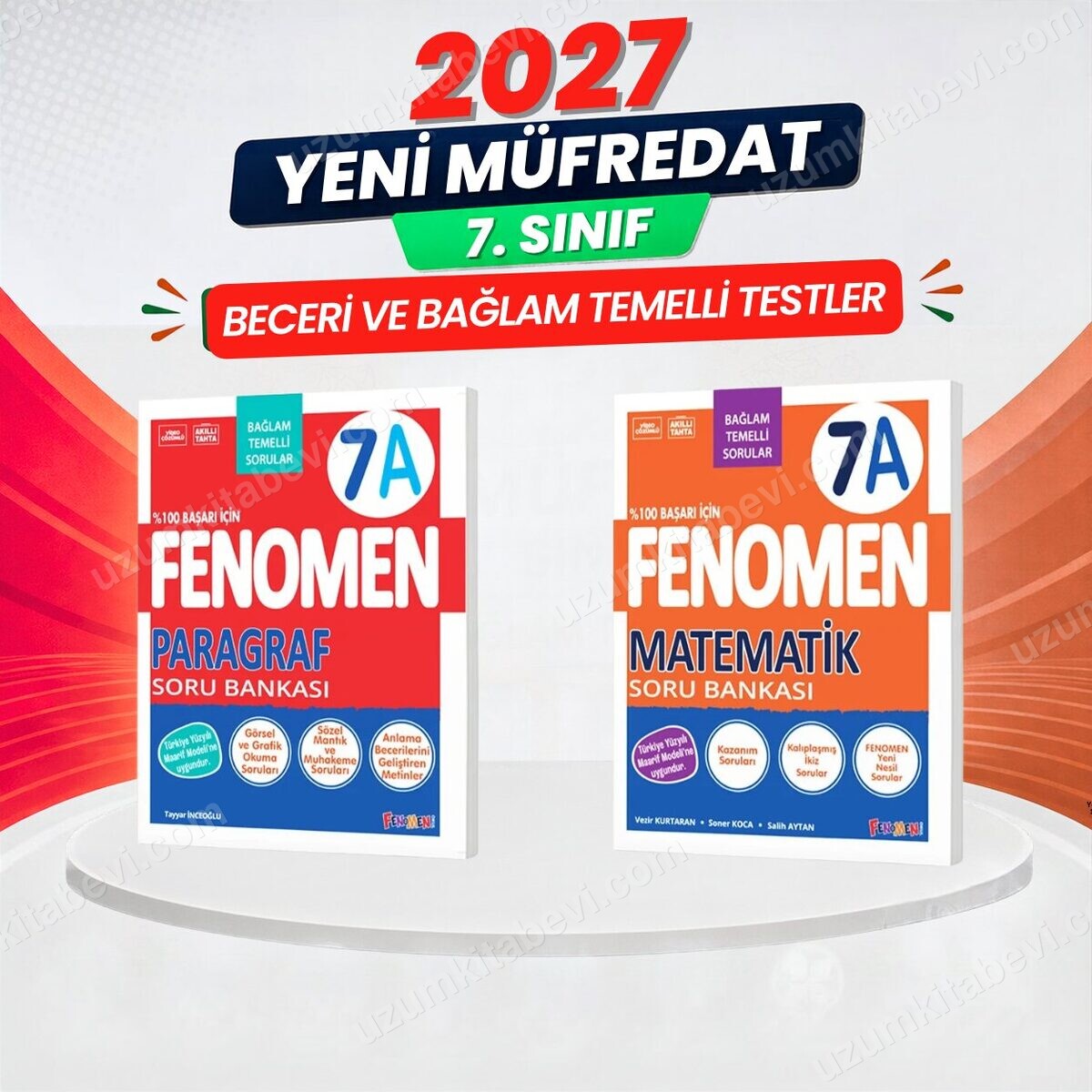 2027 7.Sınıf 7A MATEMATİK- 7A PARAGRAF Maarif Yeni Müfredat Soru Bankası Seti(2 KİTAP)(Kolay-Orta) - FENOMEN OKUL YAYINLARI kitap kapağı