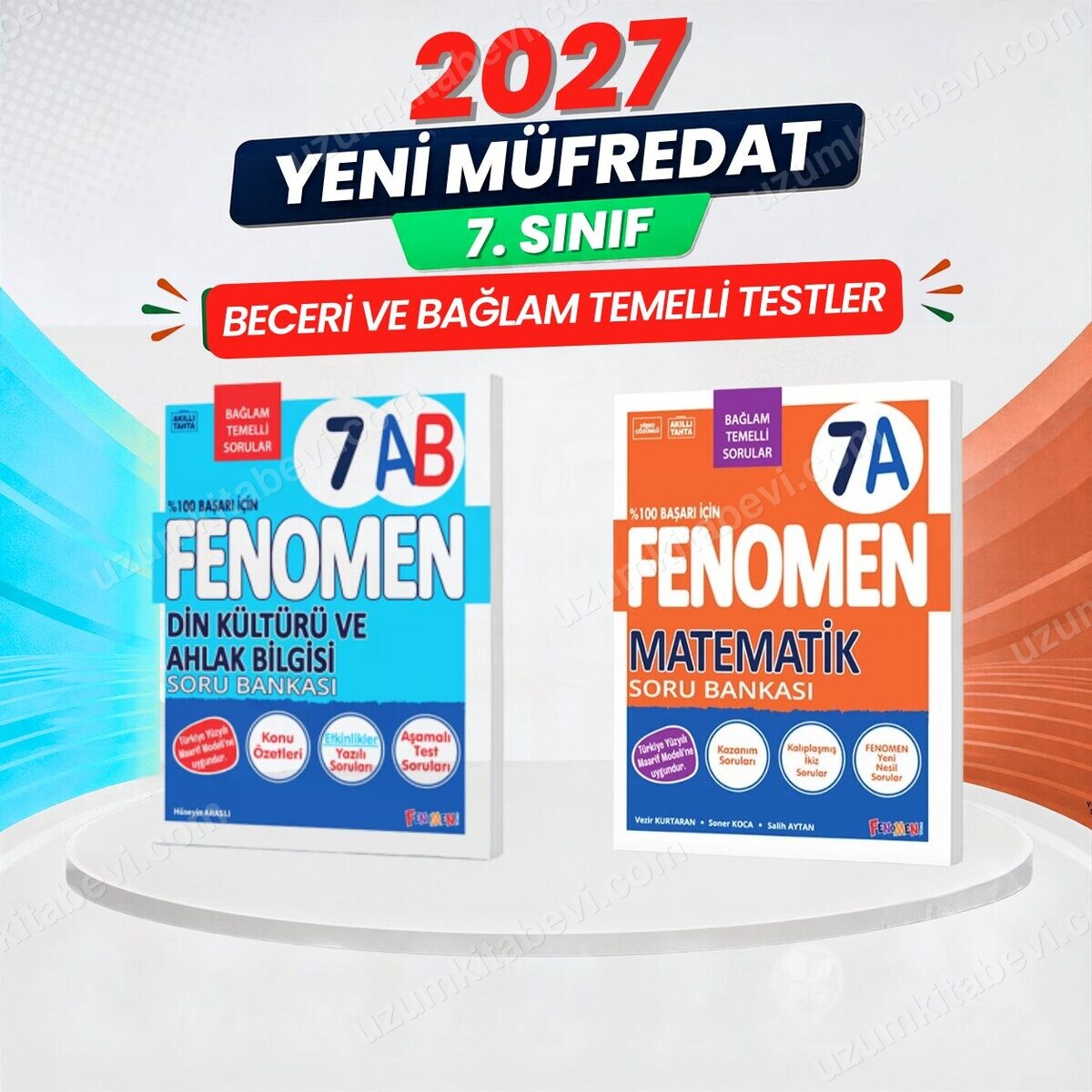 2027 7.Sınıf 7A MATEMATİK- 7AB DİN KÜLTÜRÜ Maarif Yeni Müfredat Soru Bankası Seti(2 KİTAP)(Kolay-Orta) - FENOMEN OKUL YAYINLARI kitap kapağı