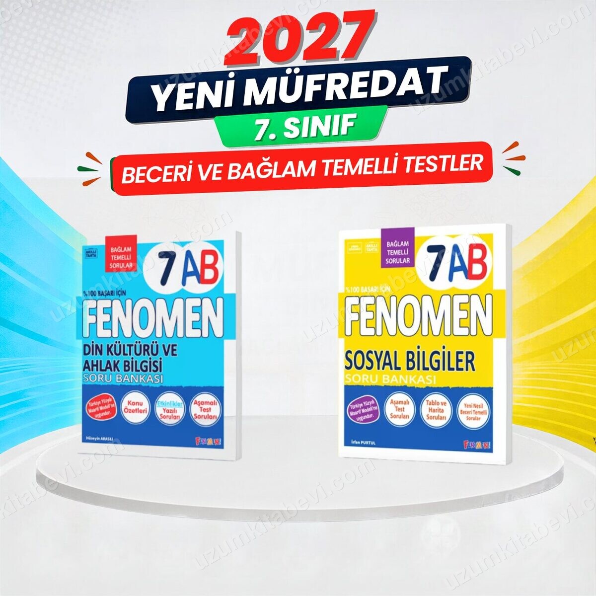2027 7.Sınıf 7AB SOSYAL BİLGİLER-7AB DİN KÜLTÜRÜ Maarif Yeni Müfredat Soru Bankası Seti(2 KİTAP)(Kolay-Orta-İLERİ) - FENOMEN OKUL YAYINLARI kitap kapağı