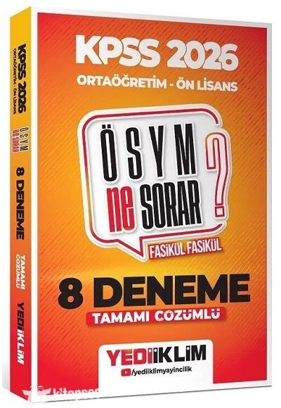 2026 KPSS Lise Ortaöğretim Ön Lisans ÖSYM Ne Sorar 8 Deneme Fasikül Çözümlü Yediiklim Yayınları