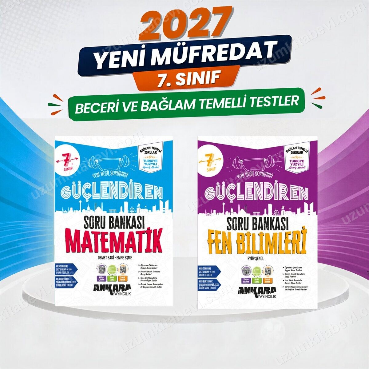 2027 7.Sınıf Güçlendiren M-F %100 Maarif Bağlam Temelli Yeni Müfredat Soru Bankası Seti( 2 Kitap) - Ankara Yayıncılık kitap kapağı