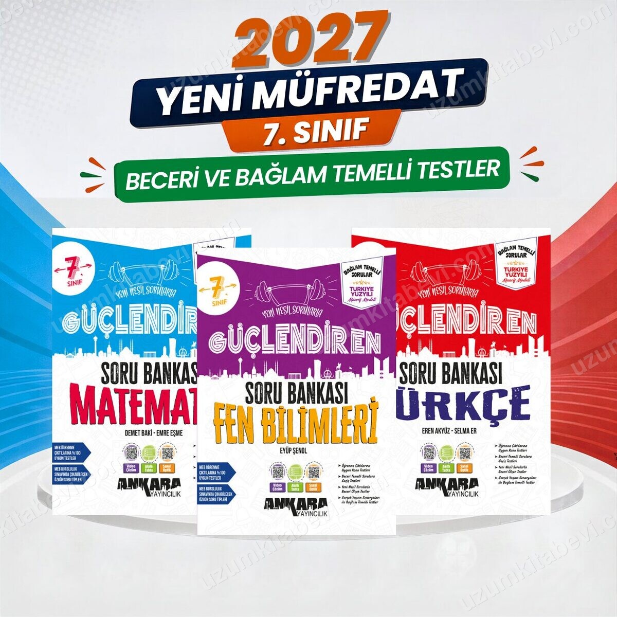 2027 7.Sınıf Güçlendiren M-T-F %100 Maarif Bağlam Temelli Yeni Müfredat Soru Bankası Seti( 3 Kitap) - Ankara Yayıncılık kitap kapağı