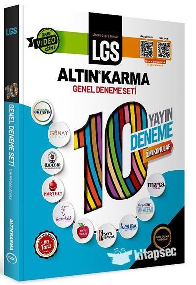 LGS 8. Sınıf 10 Farklı Yayın 10 Deneme Tüm Konular Sorular Tamamı Video Çözümlü Altın Karma