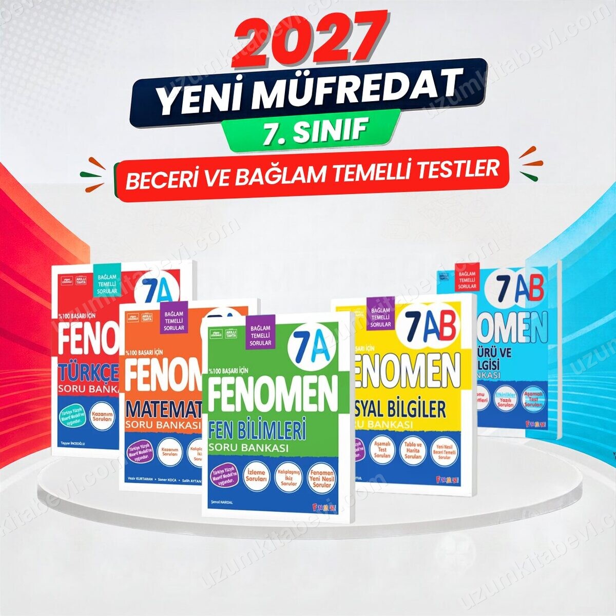 2027 7.Sınıf 7A MAT- 7A TÜRKÇE-7A FEN-7AB SOSYAL -7AB DİN Yeni Müfredat Soru Bankası Seti(5 KİTAP) - FENOMEN OKUL YAYINLARI kitap kapağı
