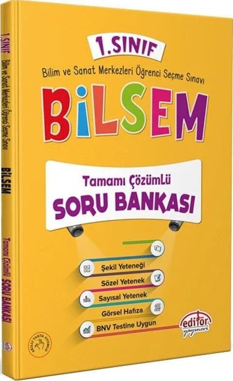 Editör Yayınları 1. Sınıf Bilsem Tamamı Çözümlü Soru Bankası