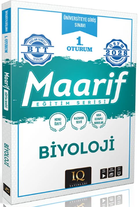 IQ Yayınları 2028 Biyoloji Maarif Eğitim Serisi 1. Oturum - IQ Yayınları kitap kapağı