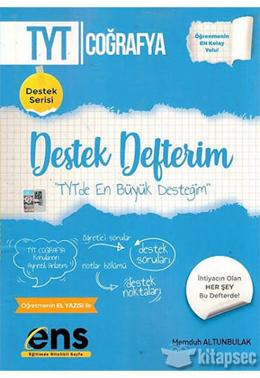Ens TYT Destek Defterim Coğrafya - 2024-25 - ENS Yayınları kitap kapağı