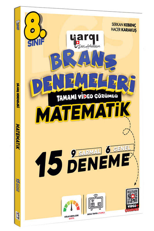 Yargı Ders Arkadaşım 8. Sınıf Tamamı Video Çözümlü Matematik 15 Branş Denemeleri - Yargı Ders Arkadaşım kitap kapağı