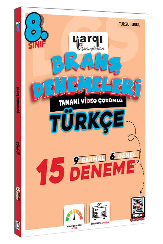Yargı Ders Arkadaşım 8. Sınıf Tamamı Video Çözümlü Türkçe 15 Branş Denemeleri - Yargı Ders Arkadaşım kitap kapağı