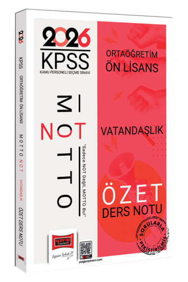 Yargı Yayınları 2026 KPSS Ortaöğretim Ön Lisans Motto Serisi Vatandaşlık Özet Ders Notu - Yargı KPSS kitap kapağı