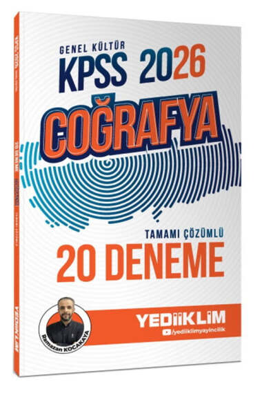 Yediiklim Yayınları 2026 KPSS Genel Kültür Coğrafya Tamamı Çözümlü 20 Deneme Ramazan Kocakaya - Yediiklim Yayınları kitap kapağı