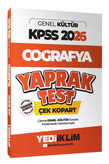 Yediiklim Yayınları 2026 KPSS-AGS Genel Kültür Coğrafya Çek Kopart Yaprak Test - Yediiklim Yayınları kitap kapağı
