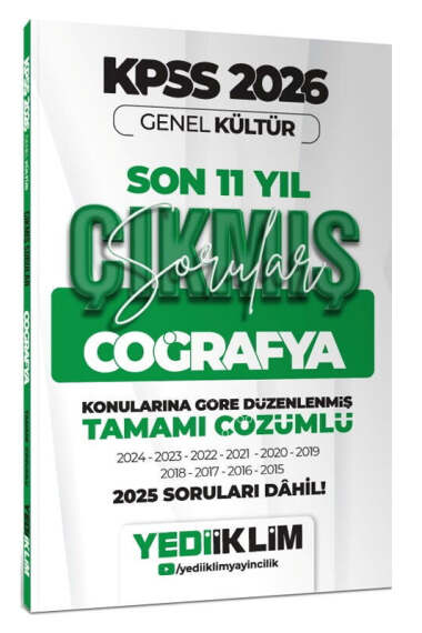 Yediiklim Yayınları 2026 KPSS Genel Kültür Coğrafya Konularına Göre Tamamı Çözümlü Son 11 Yıl Çıkmış Sorular - Yediiklim Yayınları kitap kapağı