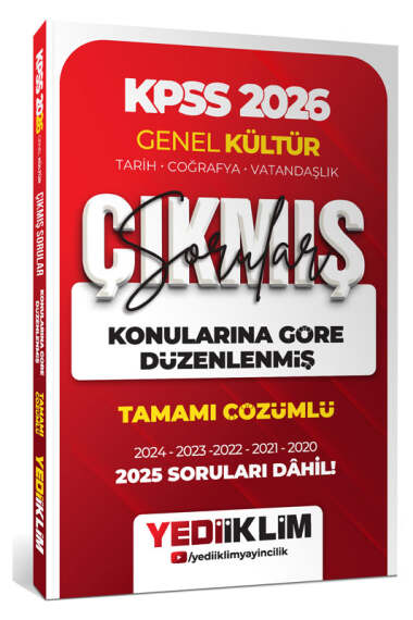 Yediiklim Yayınları 2026 KPSS Genel Kültür Konularına Göre Düzenlenmiş Tamamı Çözümlü Çıkmış Sorular - Yediiklim Yayınları kitap kapağı