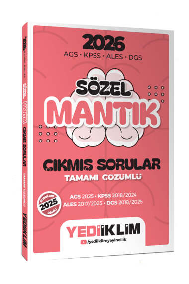 Yediiklim Yayınları 2026 AGS KPSS ALES DGS Sözel Mantık Tamamı Çözümlü Çıkmış Sorular - Yediiklim Yayınları kitap kapağı
