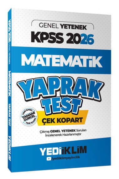 Yediiklim Yayınları 2026 KPSS Genel Yetenek Matematik Çek Kopart Yaprak Test - Yediiklim Yayınları kitap kapağı