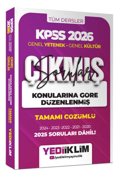 Yediiklim Yayınları 2026 KPSS Genel Yetenek Genel Kültür Konularına Göre Düzenlenmiş Tamamı Çözümlü Çıkmış Sorular - Yediiklim Yayınları kitap kapağı