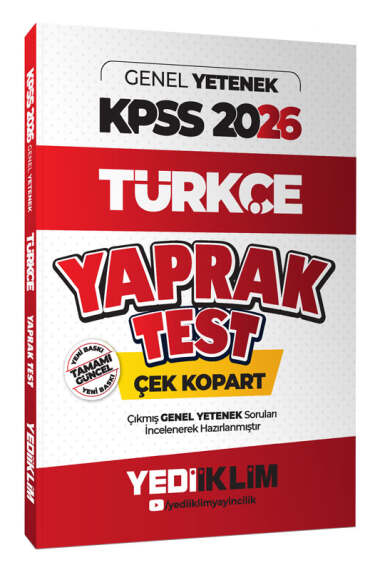 Yediiklim Yayınları 2026 KPSS Genel Yetenek Türkçe Çek Kopart Yaprak Test - Yediiklim Yayınları kitap kapağı