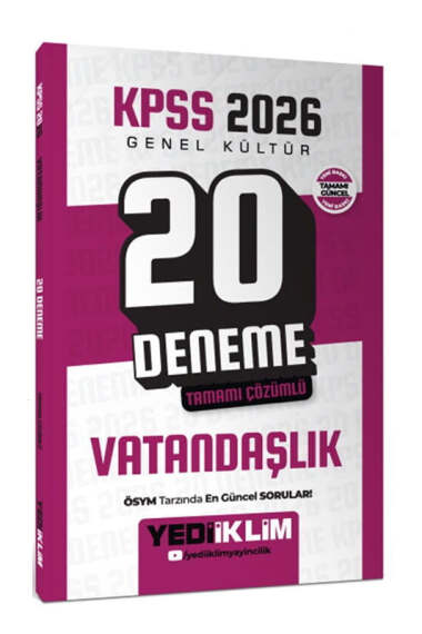 Yediiklim Yayınları 2026 KPSS Vatandaşlık 20 Deneme - Yediiklim Yayınları kitap kapağı