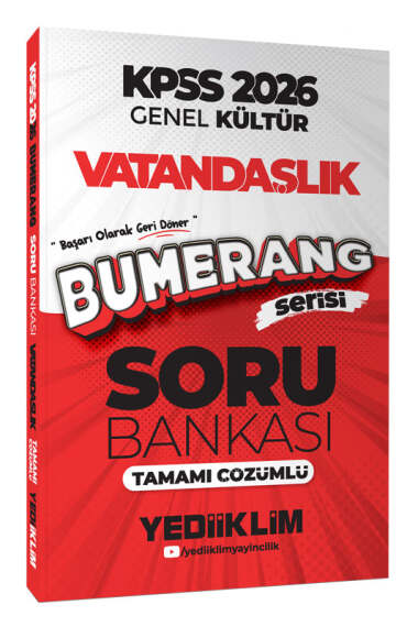 Yediiklim Yayınları 2026 KPSS Genel Kültür Bumerang Vatandaşlık Tamamı Çözümlü Soru Bankası - Yediiklim Yayınları kitap kapağı