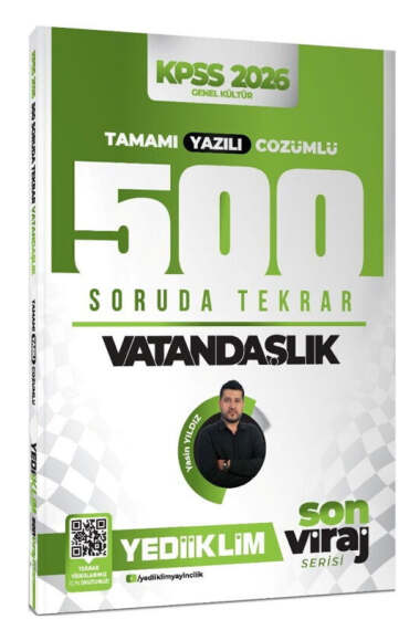 Yediiklim Yayınları 2026 KPSS Vatandaşlık Son Viraj Serisi Tamamı Yazılı Çözümlü 500 Soruda Genel Tekrar Kampı - Yediiklim Yayınları kitap kapağı