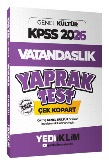 Yediiklim Yayınları 2026 KPSS Genel Kültür Vatandaşlık Çek Kopart Yaprak Test - Yediiklim Yayınları kitap kapağı