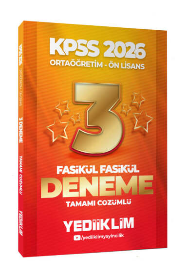 Yediiklim Yayınları 2026 KPSS Ortaöğretim-Önlisans Genel Yetenek Genel Kültür Tamamı Çözümlü 3 Yıldız Fasikül Deneme - Yediiklim Yayınları kitap kapağı