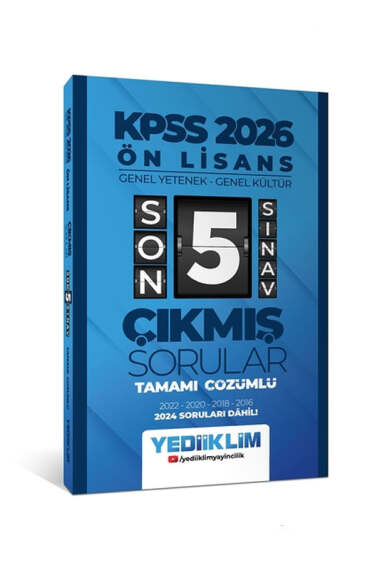 Yediiklim Yayınları KPSS 2026 Önlisans GK-GY Son 5 Sınav Çıkmış Sorular - Yediiklim Yayınları kitap kapağı
