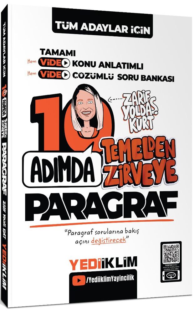 Yediiklim Yayınları Tüm Adaylar İçin 10 Adımda Paragraf Video Konu Anlatımlı ve Video Çözümlü Soru Bankası - Yediiklim Yayınları kitap kapağı
