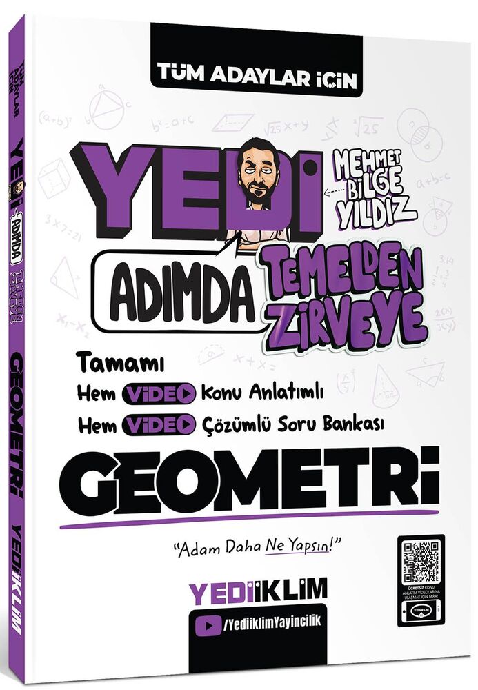 Yediiklim Tüm Adaylar için Yedi Adımda Temelden Zirveye Geometri Video Konu Anlatımlı Video Çözümlü Soru Bankası - Yediiklim Yayınları kitap kapağı