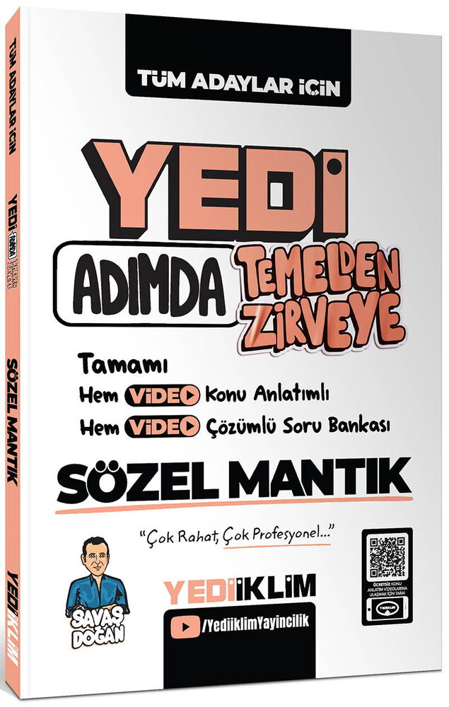 Yediiklim Yayınları Yedi Adımda Temelden Zirveye Sözel Mantık Video Konu Anlatımlı Video Çözümlü Soru Bankası - Yediiklim Yayınları kitap kapağı