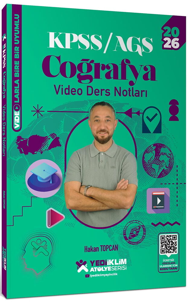 Yediiklim Yayınları 2026 KPSS AGS Atölye Serisi Genel Kültür Coğrafya Video Ders Notları - Yediiklim Yayınları kitap kapağı