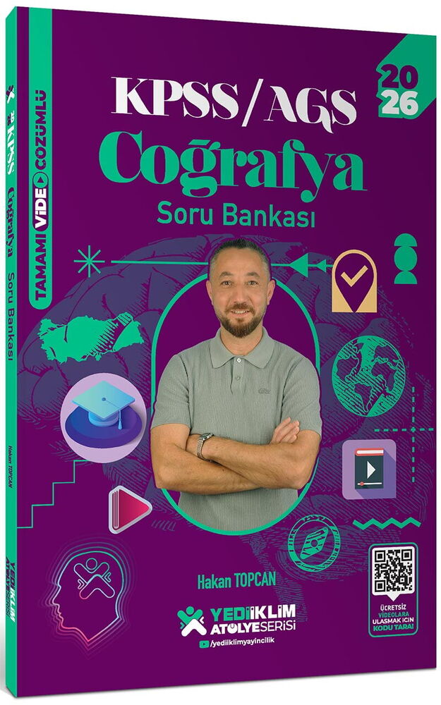 Yediiklim Yayınları 2026 KPSS AGS Atölye Serisi Genel Kültür Coğrafya Tamamı Video Çözümlü Soru Bankası - Yediiklim Yayınları kitap kapağı