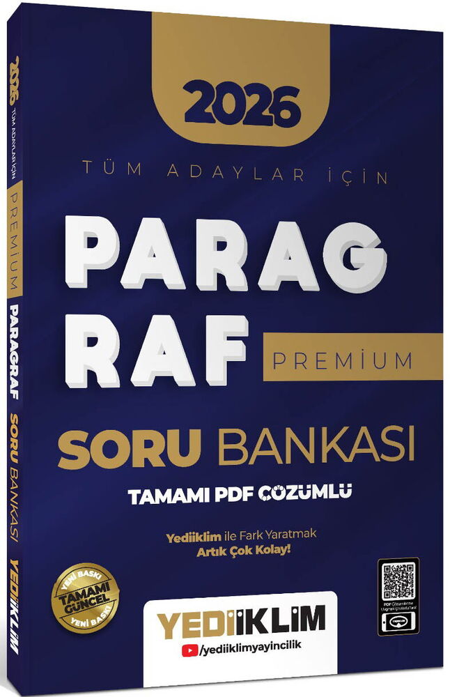 Yediiklim 2026 Tüm Adaylar İçin Paragraf Premium Serisi Tamamı PDF Çözümlü Soru Bankası - Yediiklim Yayınları kitap kapağı
