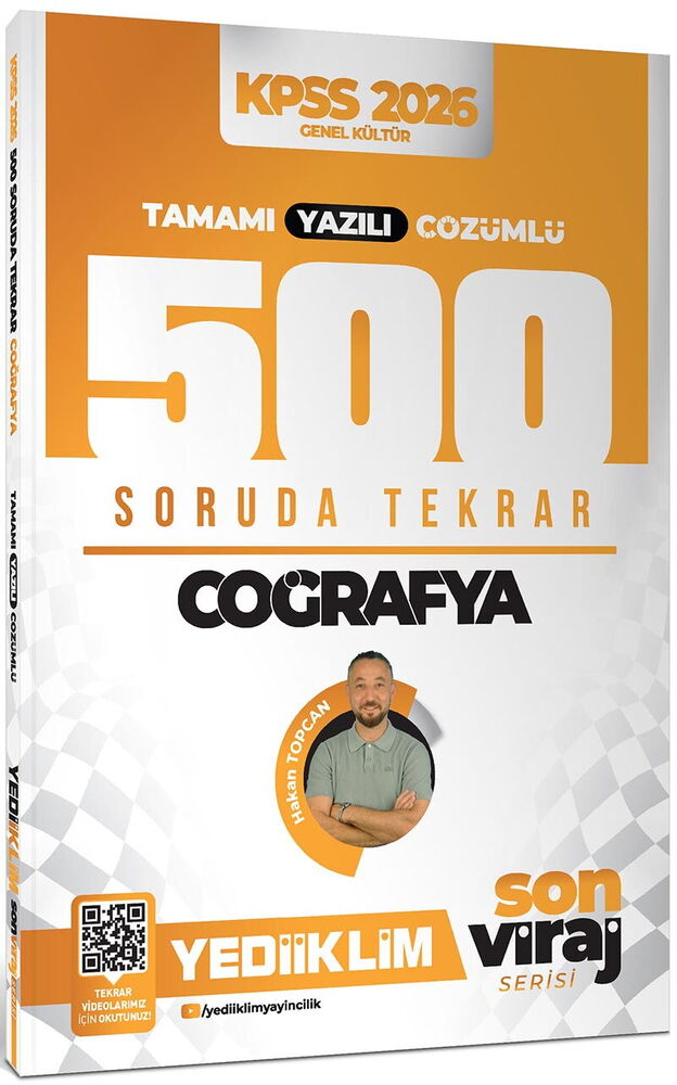 Yediiklim Yayınları 2026 KPSS AGS Son Viraj Serisi Coğrafya Tamamı Yazılı Çözümlü 500 Soruda Genel Tekrar Kampı - Yediiklim Yayınları kitap kapağı