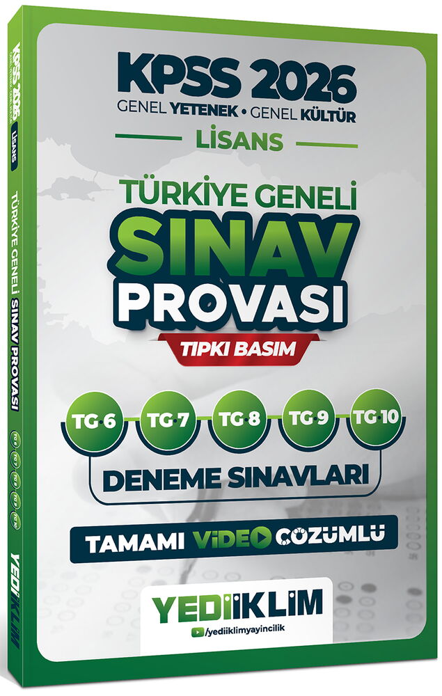 Yediiklim 2026 KPSS Lisans GY-GK Türkiye Geneli Sınav Provası Tıpkı Basım 6-7-8-9-10 Deneme Sınavları Tamamı Video Çözümlü - Yediiklim Yayınları kitap kapağı