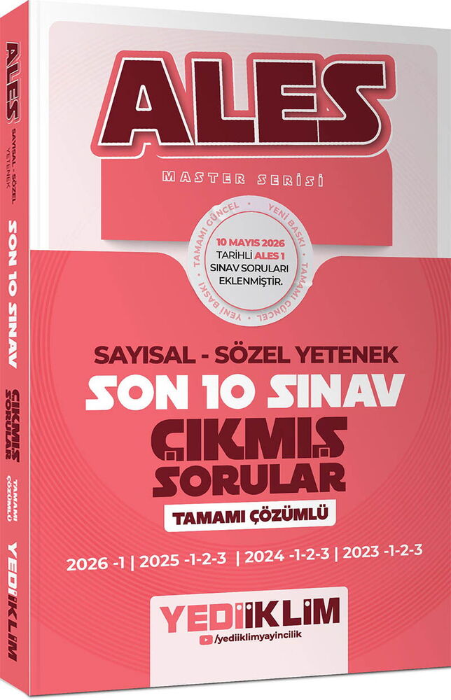 Yediiklim ALES Master Serisi Sayısal Sözel Yetenek Tamamı Çözümlü Son 10 Sınav Çıkmış Sorular - Yediiklim Yayınları kitap kapağı