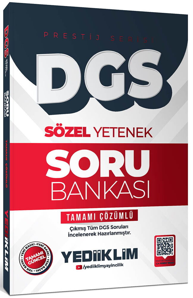 Yediiklim Yayınları 2026 DGS Prestij Serisi Sözel Yetenek Tamamı Çözümlü Soru Bankası - Yediiklim Yayınları kitap kapağı