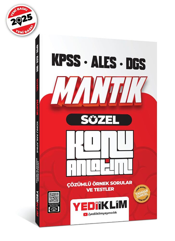 Yediiklim Yayınları 2025 KPSS ALES DGS Sözel Mantık Konu Anlatımı - Yediiklim Yayınları kitap kapağı