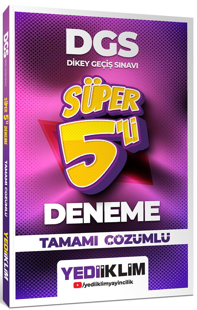 Yediiklim Yayınları 2026 DGS Tamamı Çözümlü Süper 5 li Deneme - Yediiklim Yayınları kitap kapağı