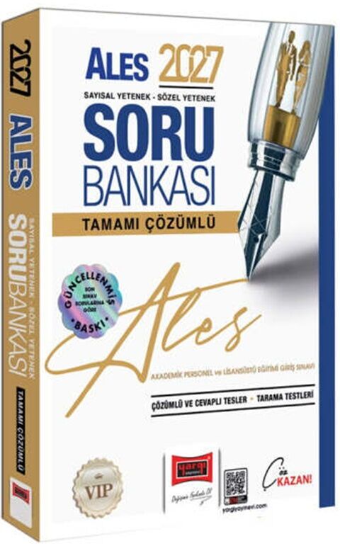 Yargı Yayınları 2027 ALES VİP Sayısal-Sözel Yetenek Tamamı Çözümlü Soru Bankası - Yargı Yayınları kitap kapağı