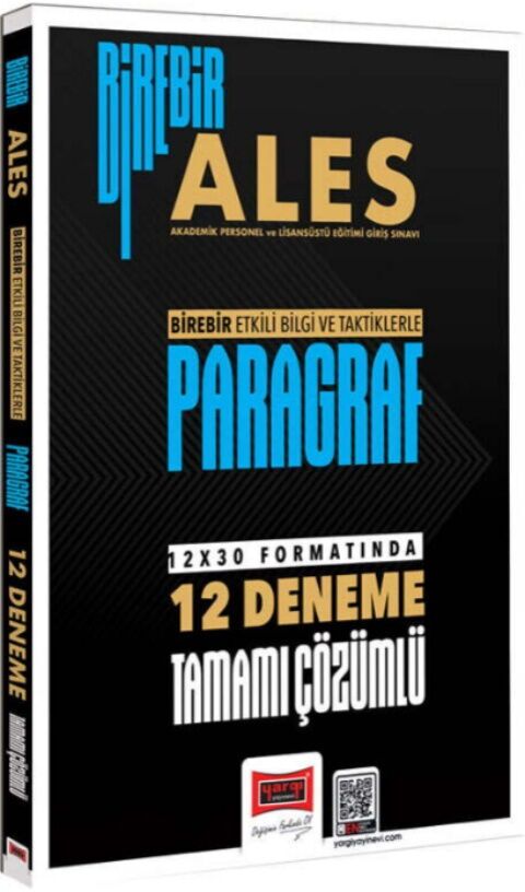 Yargı Yayınları 2026 Birebir ALES Paragraf Tamamı Çözümlü 12 Deneme - Yargı Yayınları kitap kapağı