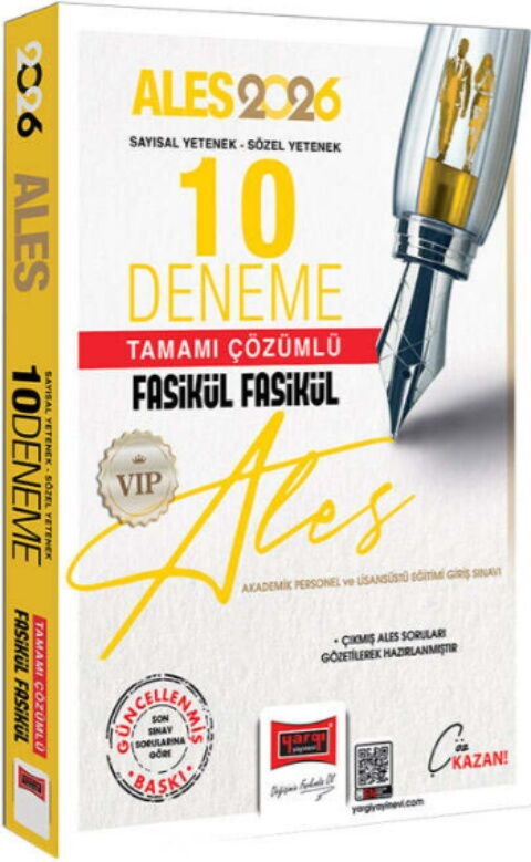 2026 ALES VIP Sayısal Sözel Yetenek Tamamı Çözümlü Fasikül Fasikül 10 Deneme - Yargı Yayınları kitap kapağı