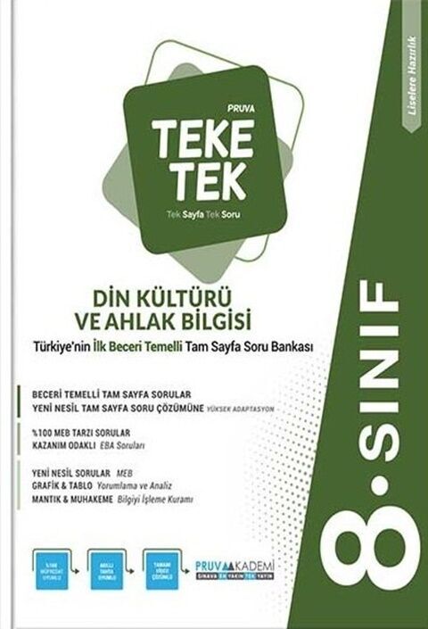 Pruva Akademi Yayınları 8. Sınıf Teke Tek Soru Bankası Din Kültürü - Pruva Akademi Yayınları kitap kapağı