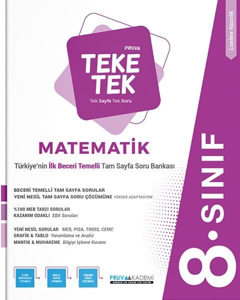Pruva Akademi Yayınları 8. Sınıf Teke Tek Soru Bankası Matematik - Pruva Akademi Yayınları kitap kapağı